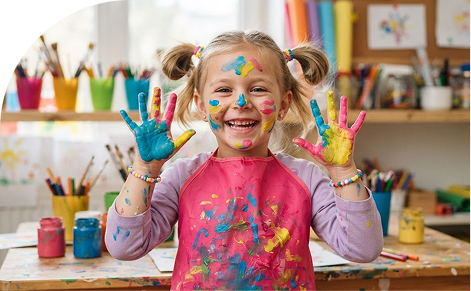 Child with painted hands